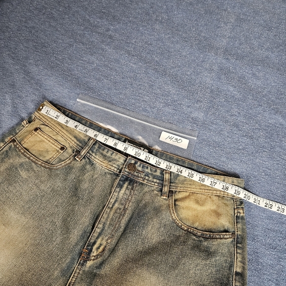 Imperious 40X32 Hip Hop Distressed Denim Jeans Vintage Blue Straight Leg - Picture 7 of 10